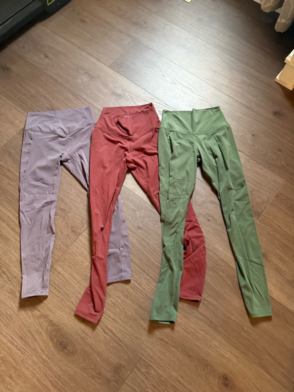 Women’s High-Rise Stretch Leggings in Mauve, Rust & Olive - Pack of 3